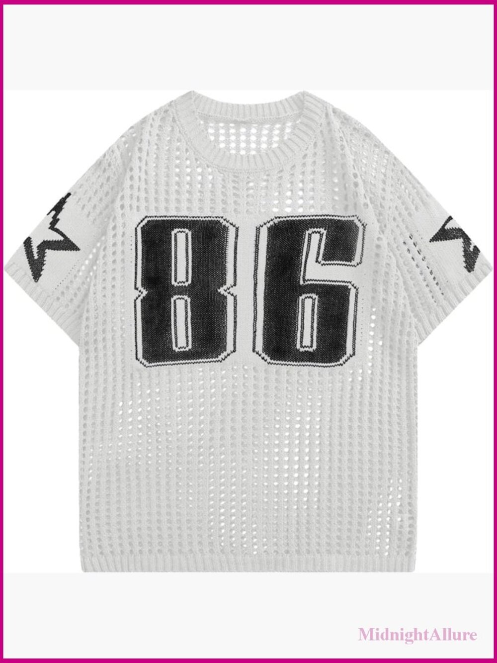 Y2K Graphic T-Shirt 86 Baggy Crochet Jersey Tee Grunge Oversized Streetwear